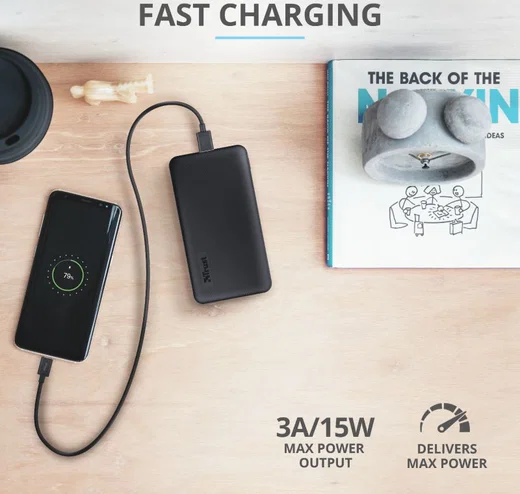Trust Primo Ultra Dunne Mini Powerbank USB/USB-C 5.000 mAh Zwart afbeelding 8