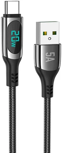 Hoco S51 Fast Charging 5A USB-C Gevlochten Oplaad Kabel Zwart afbeelding 1