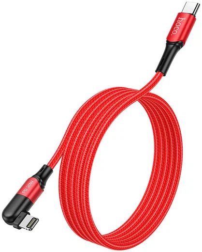 Hoco U100 USB-C naar Apple Lightning Draaibare Haakse Kabel 20W Rood afbeelding 1