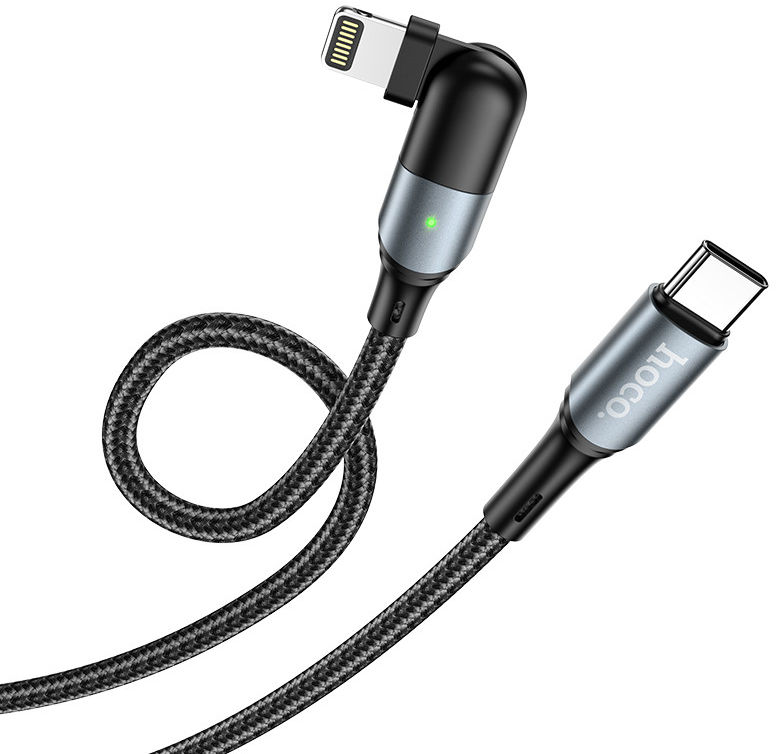 Hoco U100 USB-C naar Apple Lightning Draaibare Haakse Kabel 20W Rood afbeelding 2