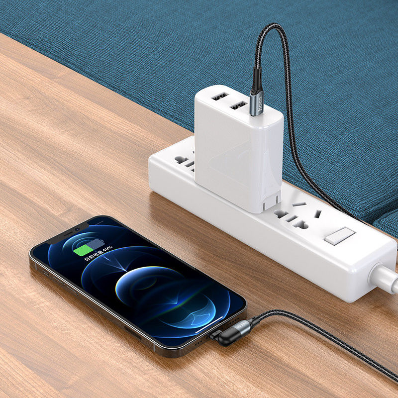Hoco U100 USB-C naar Apple Lightning Draaibare Haakse Kabel 20W Rood afbeelding 4
