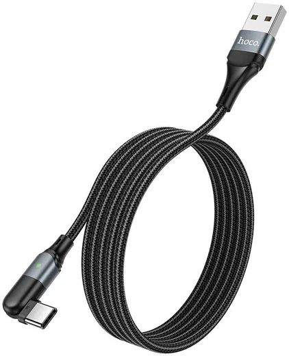 Hoco U100 USB-A naar USB-C Haakse Draaibare Kabel 1.2 Meter Zwart afbeelding 1
