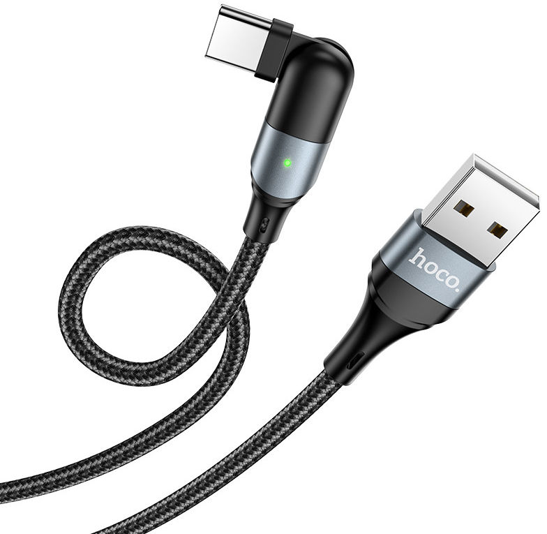 Hoco U100 USB-A naar USB-C Haakse Draaibare Kabel 1.2 Meter Rood afbeelding 3