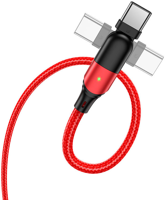 Hoco U100 USB-A naar USB-C Haakse Draaibare Kabel 1.2 Meter Rood afbeelding 4