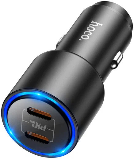 Hoco Dubbele USB-C Autolader 40W met Power Delivery Snellader Zwart afbeelding 2