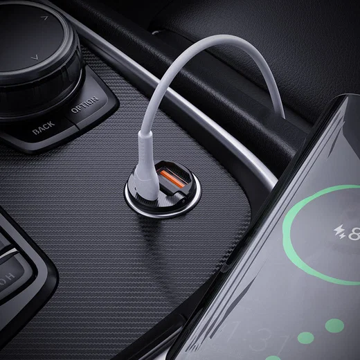 Hoco 4.8A Auto Snellader 30W met QC en PD 3.0 + USB-C Kabel 1M Wit afbeelding 3