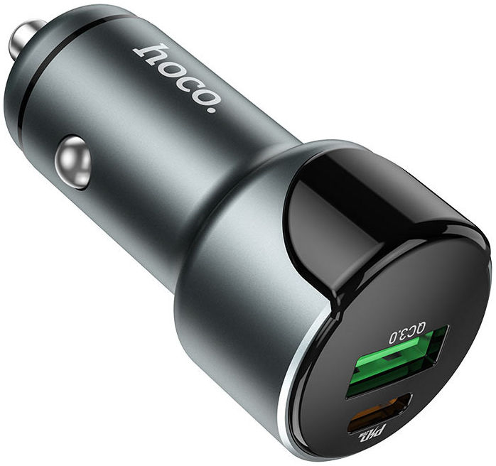 Hoco 3A Fast Charge Autolader met Quick Charge 3.0 en 20W PD Grijs afbeelding 5
