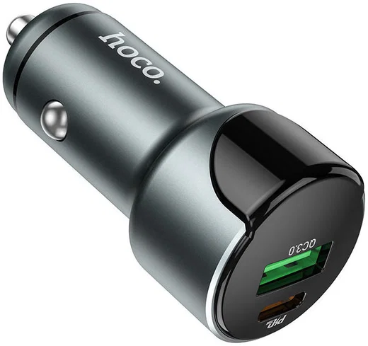 Hoco 3A Fast Charge Autolader met Quick Charge 3.0 en 20W PD Grijs afbeelding 5