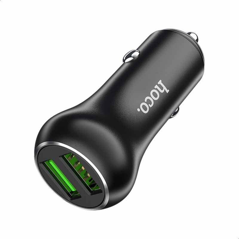 Hoco Z37 Dubbele Auto Oplader Quick Charge 3.0 Zwart afbeelding 2