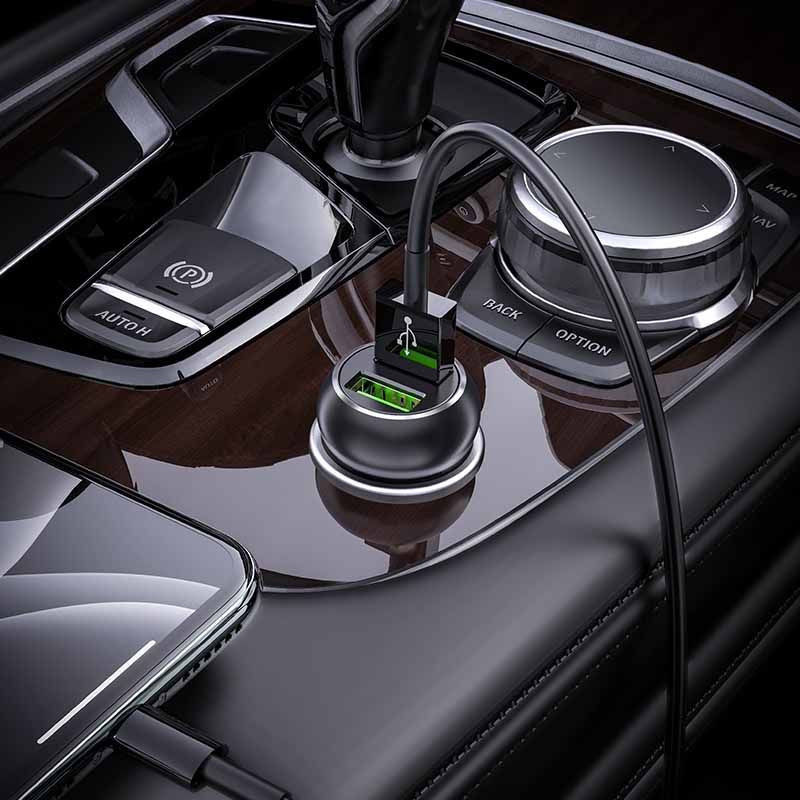 Hoco Z37 Dubbele Auto Oplader Quick Charge 3.0 Zwart afbeelding 5