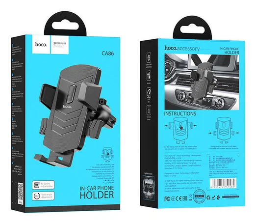 Hoco 360° Verstelbare Ventilatierooster Telefoonhouder Auto Zwart afbeelding 4