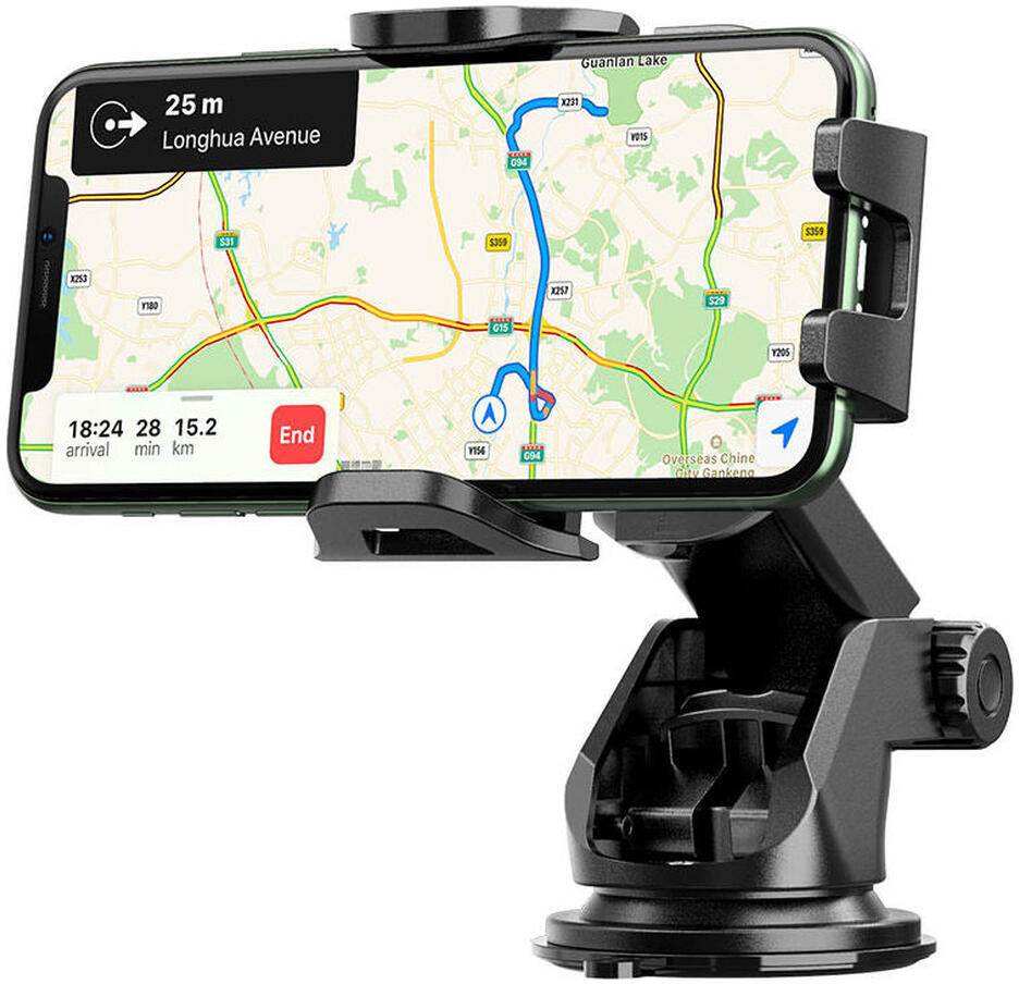 Hoco 360° Verstelbare Dashboard/Raam Telefoon Houder met Zuignap Zwart afbeelding 5