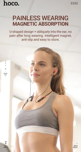 Hoco ES53 Coolway Draadloze Bluetooth Sport Oordopjes Zwart afbeelding 4