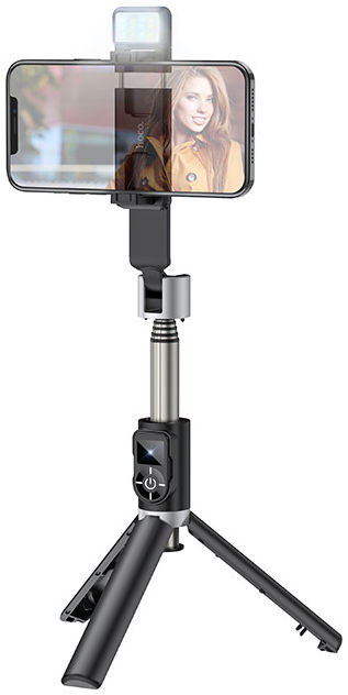 Hoco Universele Tripod Statief / Selfie Stick Houder met Lamp afbeelding 1