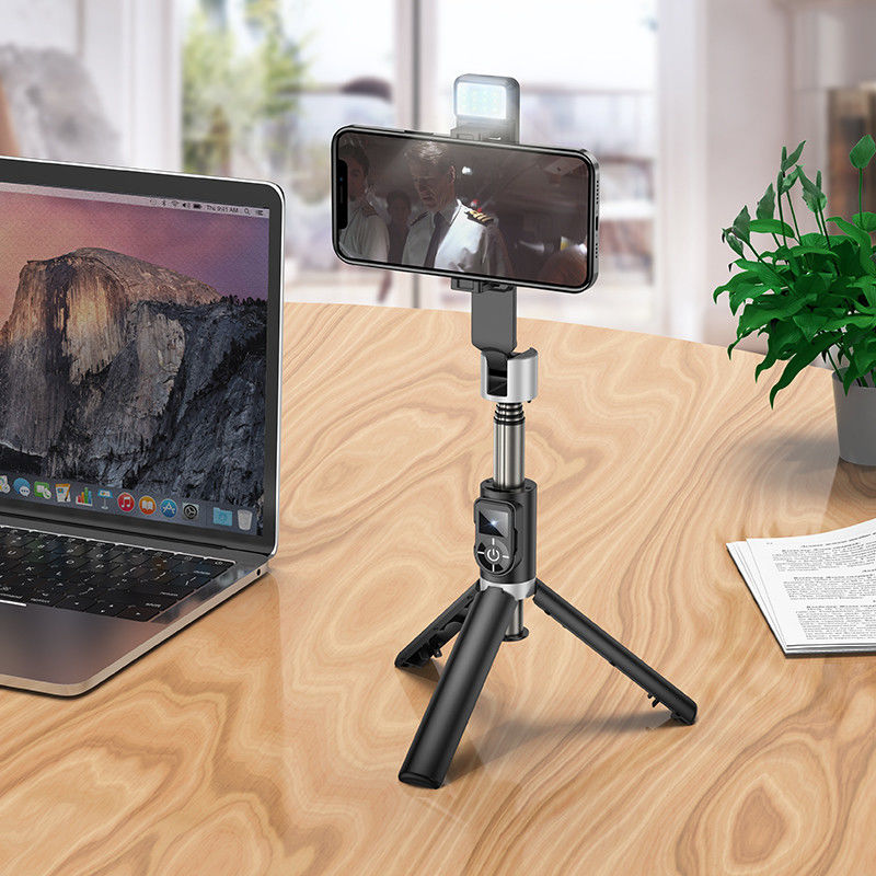 Hoco Universele Tripod Statief / Selfie Stick Houder met Lamp afbeelding 5