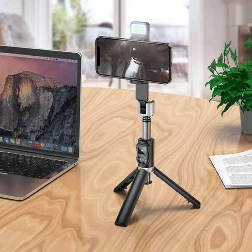 Hoco Universele Tripod Statief / Selfie Stick Houder met Lamp afbeelding 5