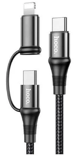 Hoco X50 2-in-1 USB-C naar USB-C / Apple Lightning 1 Meter Zwart afbeelding 1