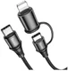 Hoco X50 2-in-1 USB-C naar USB-C / Apple Lightning 1 Meter Zwart afbeelding 2