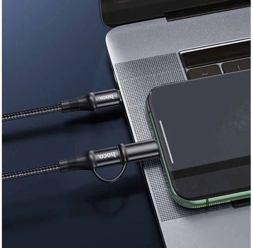 Hoco X50 2-in-1 USB-C naar USB-C / Apple Lightning 1 Meter Zwart afbeelding 5