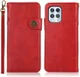 Motorola Moto G100 Hoesje Portemonnee met Drukknoop Sluiting Rood afbeelding 6