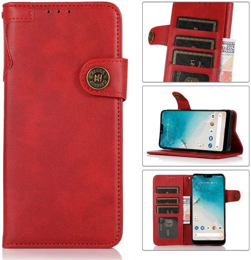 Motorola Moto G100 Hoesje Portemonnee met Drukknoop Sluiting Rood afbeelding 9
