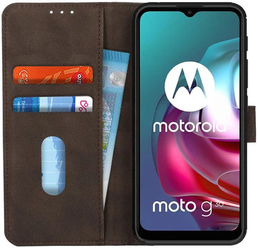 KHAZNEH Motorola Moto G10/G20/G30 Hoesje Retro Wallet Book Case Bruin afbeelding 1