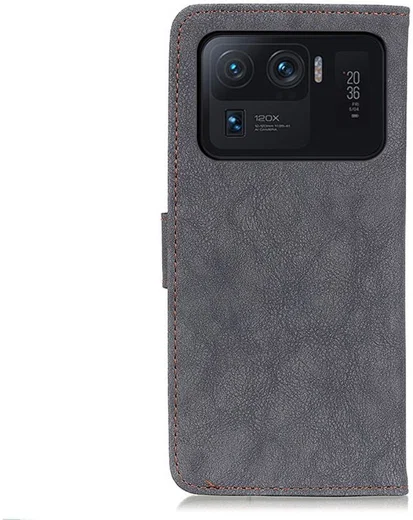 KHAZNEH Xiaomi Mi 11 Ultra Hoesje Retro Portemonnee Book Case Grijs afbeelding 3