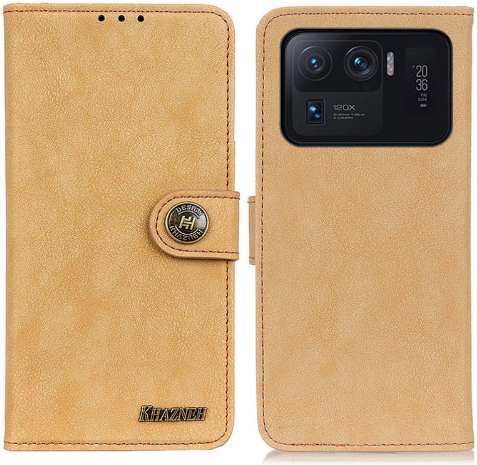 KHAZNEH Xiaomi Mi 11 Ultra Hoesje Portemonnee met Stand Khaki afbeelding 4