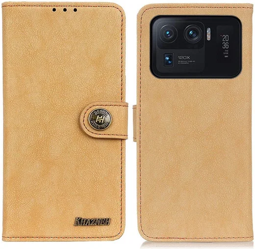 KHAZNEH Xiaomi Mi 11 Ultra Hoesje Portemonnee met Stand Khaki afbeelding 4