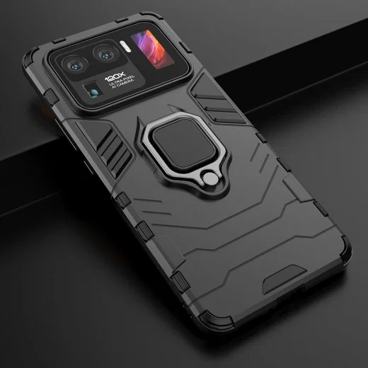 Xiaomi Mi 11 Ultra Hoesje Metalen Magnetische Ring Kickstand Zwart afbeelding 9