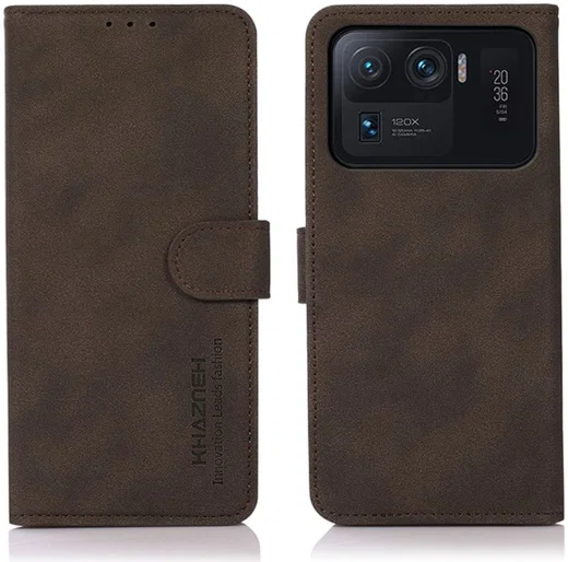 KHAZNEH Xiaomi Mi 11 Ultra Hoesje Retro Portemonnee Book Case Bruin afbeelding 3