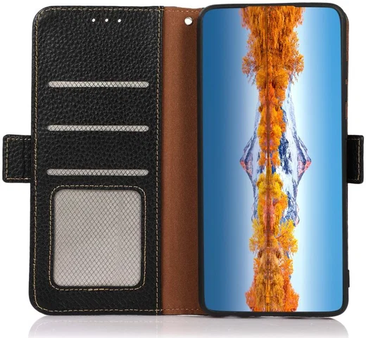KHAZNEH Xiaomi Mi 11 Ultra Hoesje Portemonnee Echt Leer Zwart afbeelding 1