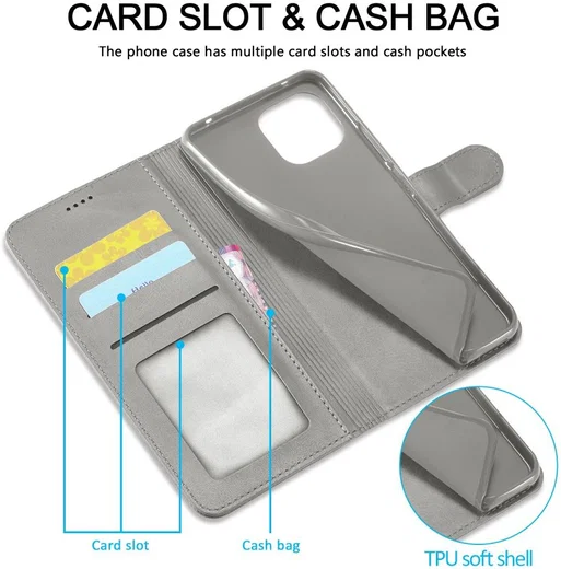 LC.IMEEKE Xiaomi Mi 11 Lite 4G/5G (NE) Hoesje Wallet Book Case Grijs afbeelding 9