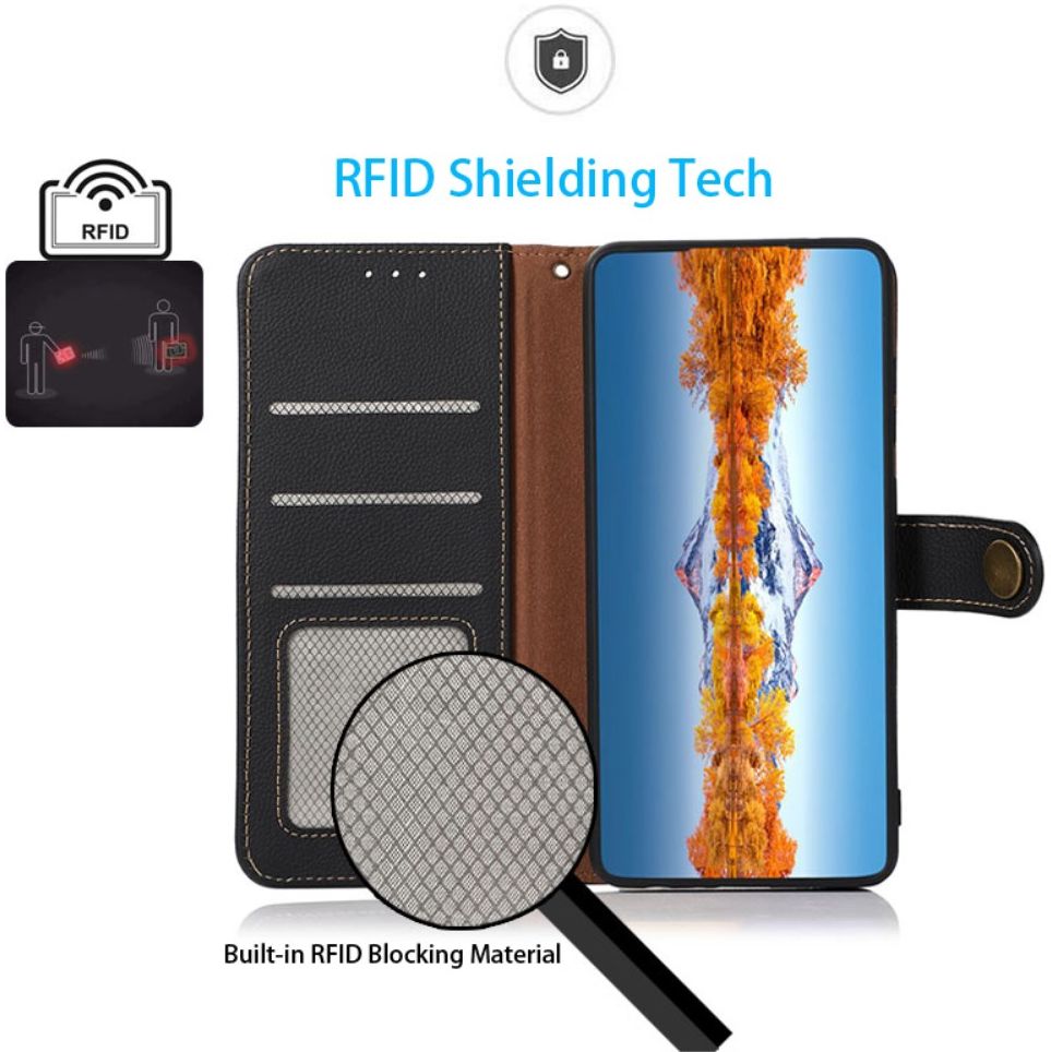 Xiaomi Mi 11 Lite 4G / 5G Hoesje RFID Portemonnee Echt Leer Zwart afbeelding 3