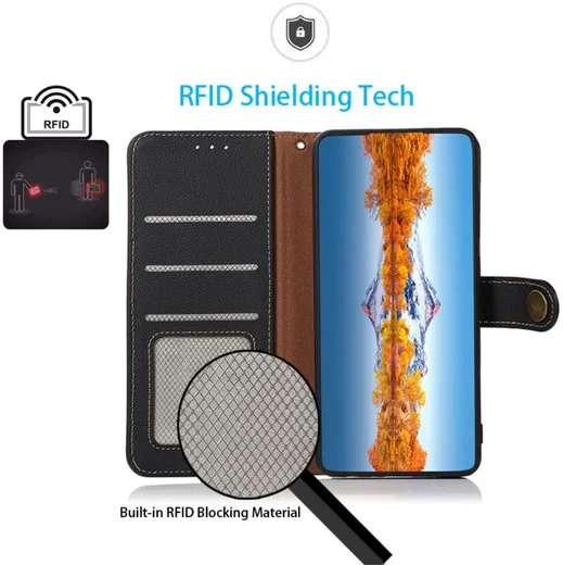 Xiaomi Mi 11 Lite 4G / 5G Hoesje RFID Portemonnee Echt Leer Zwart afbeelding 3