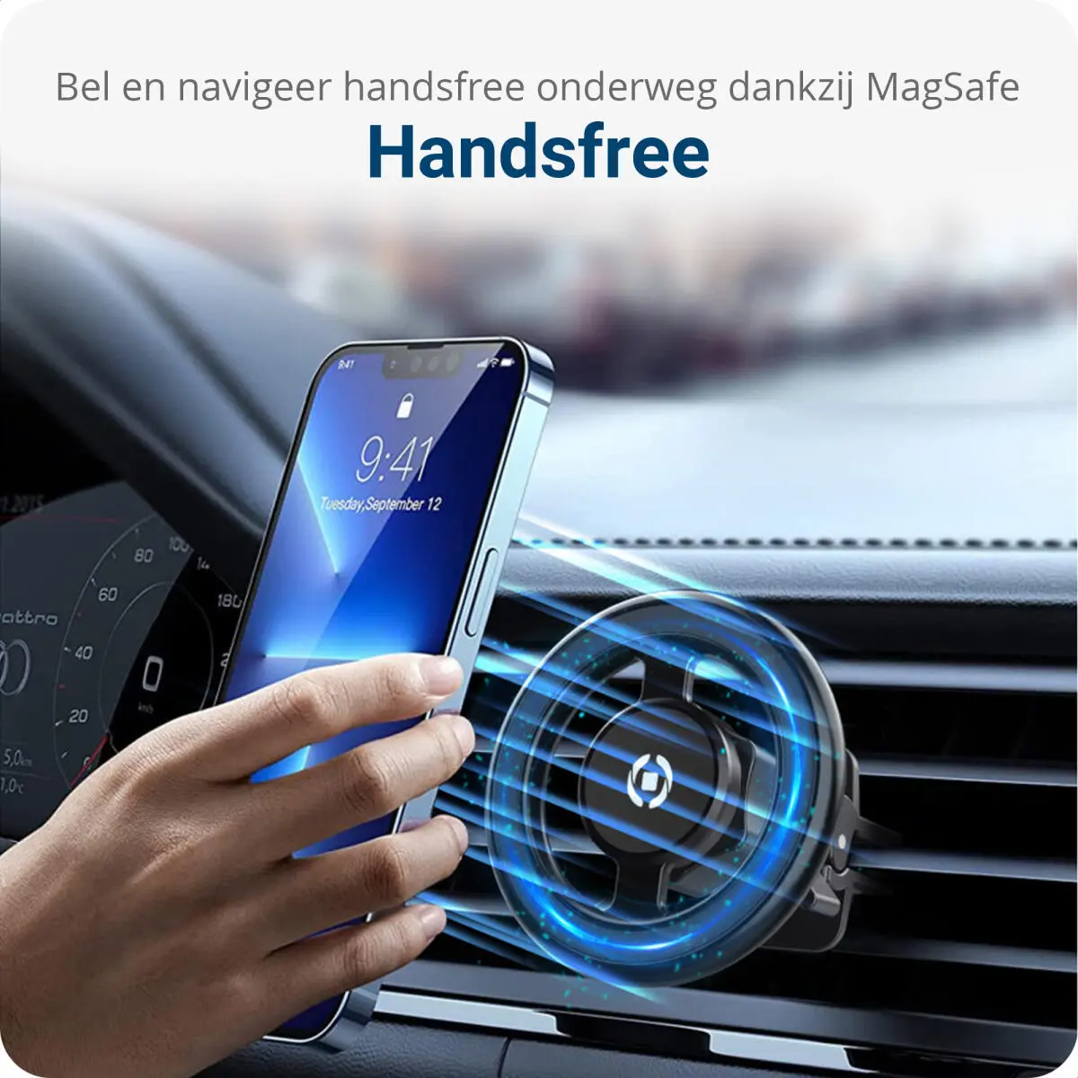 Magnetische MagSafe Houder - Auto Ventilatierooster - 360° Verstelbaar - Zwart afbeelding 8