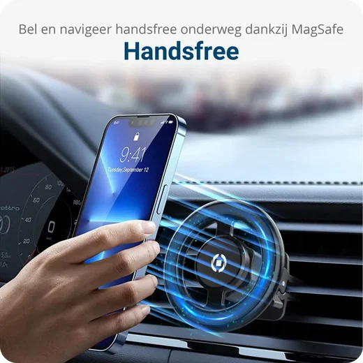 Magnetische MagSafe Houder - Auto Ventilatierooster - 360° Verstelbaar - Zwart afbeelding 8