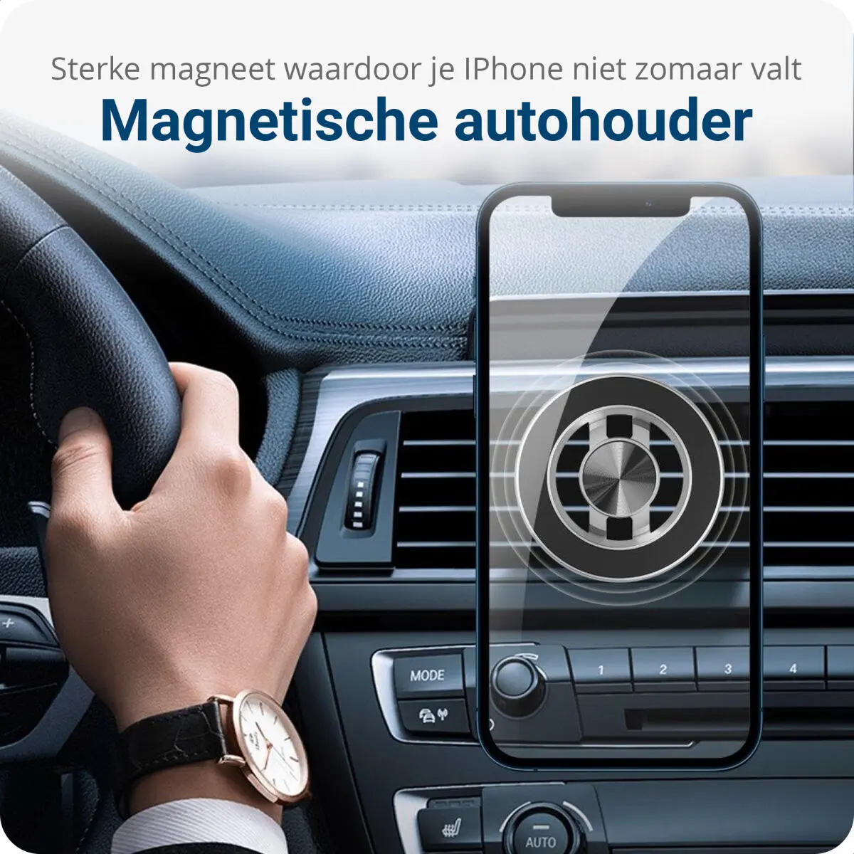 Magnetische MagSafe Houder - Auto Ventilatierooster - 360° Verstelbaar - Zwart afbeelding 2