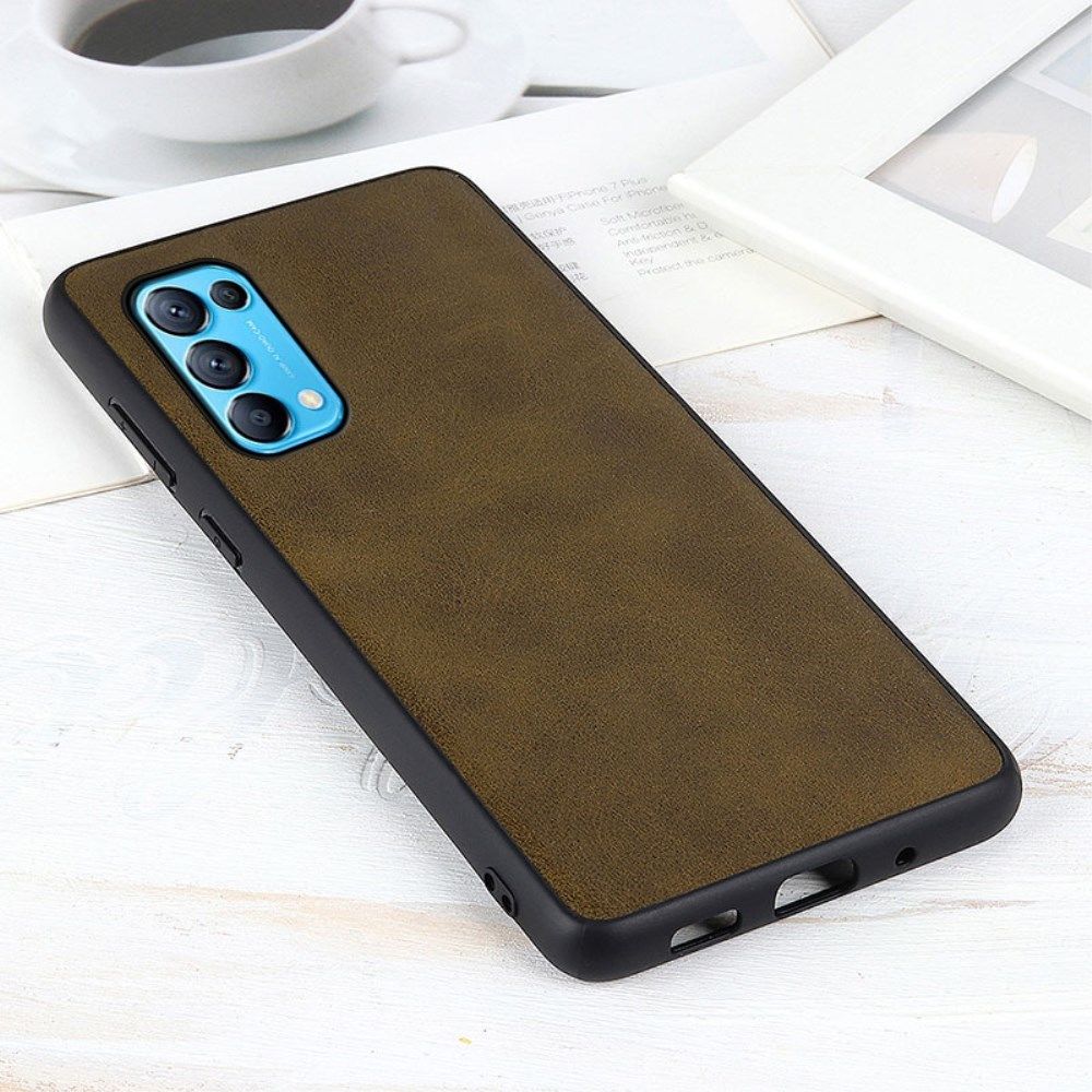 Oppo Find X3 Lite / Reno5 Hoesje Backcover met Kunstleer Coating Bruin afbeelding 2