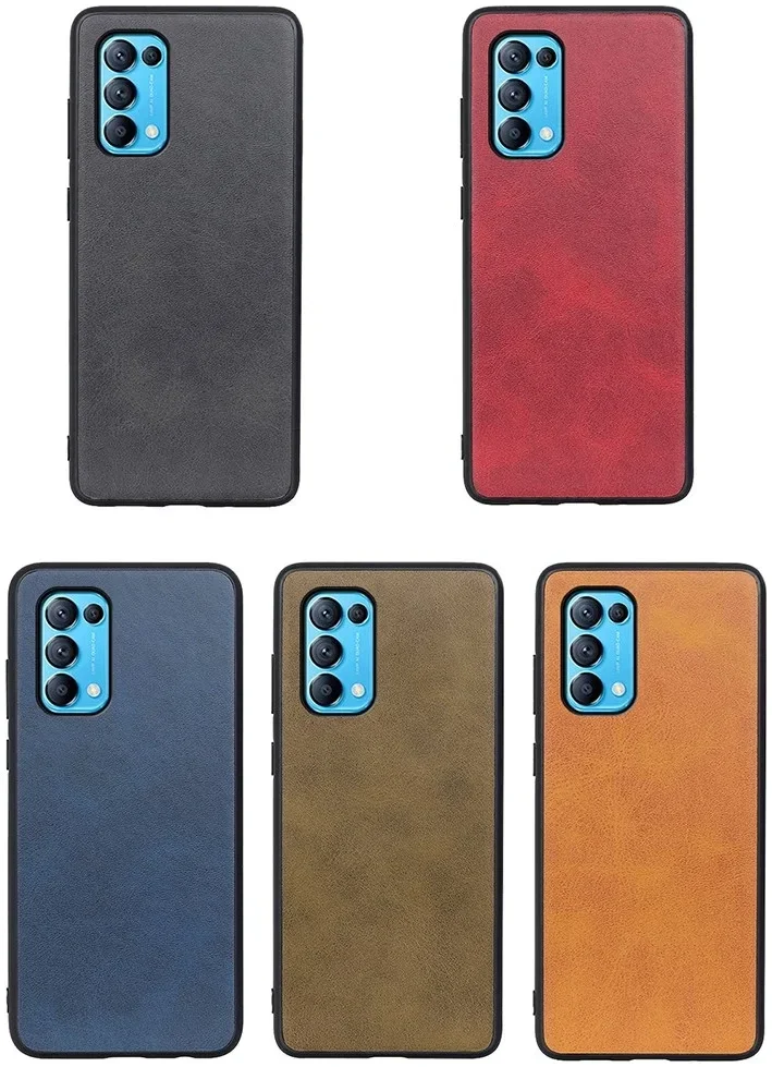 Oppo Find X3 Lite / Reno5 Hoesje Backcover met Kunstleer Coating Bruin afbeelding 3