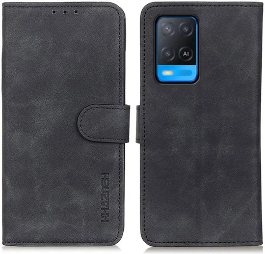 KHAZNEH Oppo A54 5G Hoesje Hoesje Retro Wallet Book Case Zwart afbeelding 3