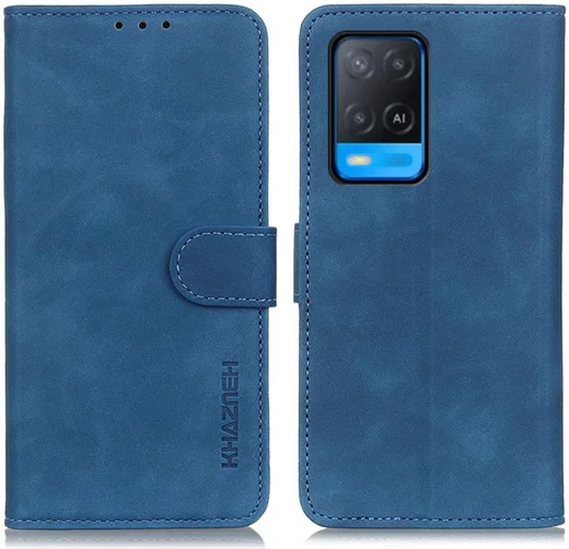 KHAZNEH Oppo A54 5G Hoesje Hoesje Retro Wallet Book Case Blauw afbeelding 3