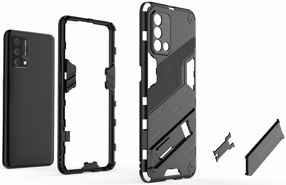 Oppo A74 4G Hoesje Hybride Back Cover met Kickstand Zwart afbeelding 5