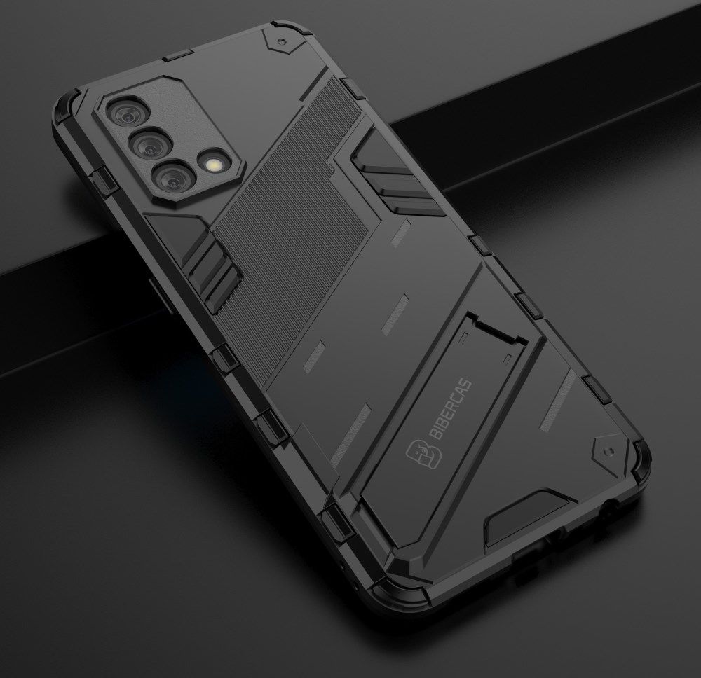 Oppo A74 4G Hoesje Hybride Back Cover met Kickstand Zwart afbeelding 6