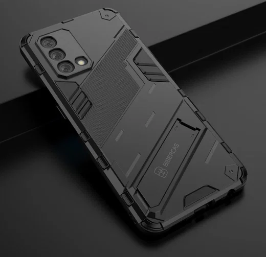 Oppo A74 4G Hoesje Hybride Back Cover met Kickstand Zwart afbeelding 6