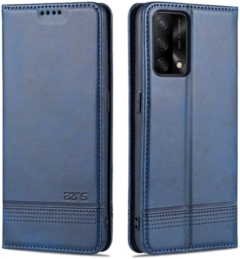 AZNS Oppo A74 4G Hoesje Portemonnee Book Case Kunstleer Blauw afbeelding 1