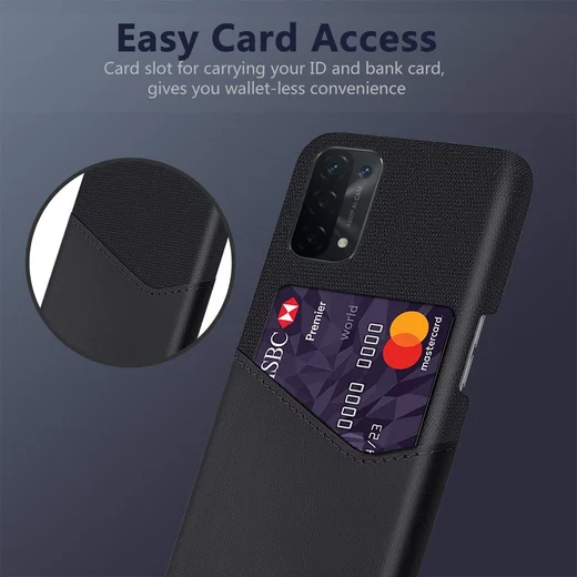 Oppo A54 5G / A74 5G Hoesje met Kaartsleuf Back Cover Zwart afbeelding 4