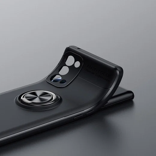 Oppo A74 5G Hoesje Metalen Magnetische Ring Kickstand Zwart afbeelding 11