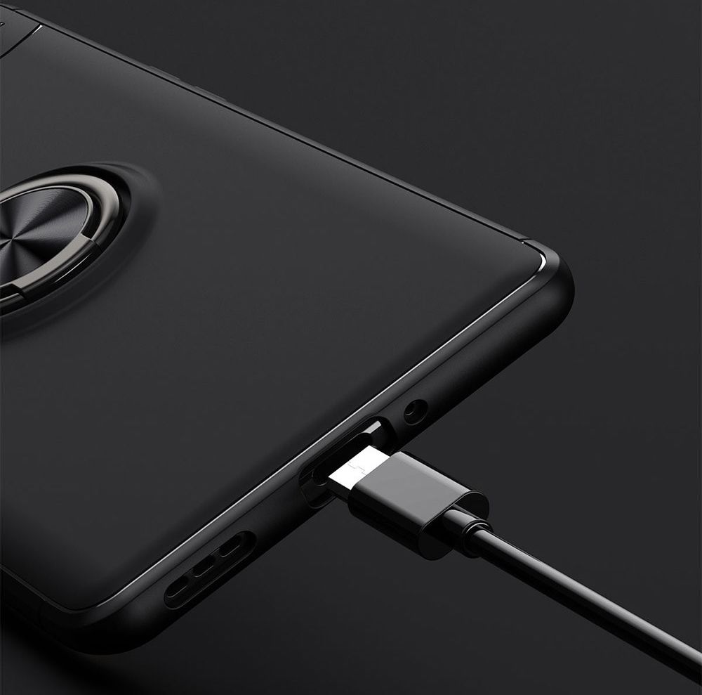 Oppo A74 5G Hoesje Metalen Magnetische Ring Kickstand Zwart afbeelding 4