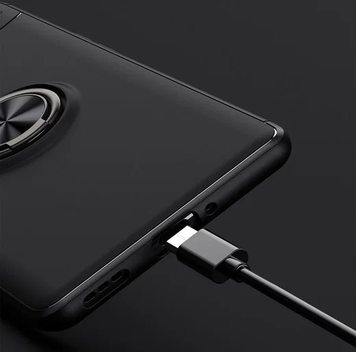 Oppo A74 5G Hoesje Metalen Magnetische Ring Kickstand Zwart afbeelding 4